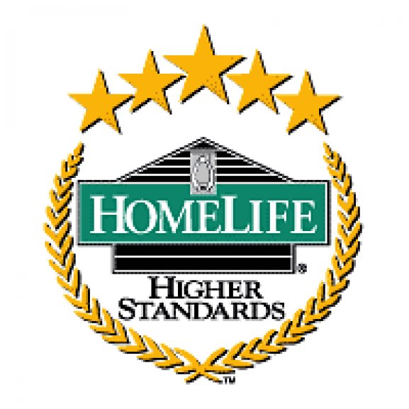 HomeLife logo with a green wordmark, five gold stars above, and a gold laurel wreath around the phrase Higher Standards.